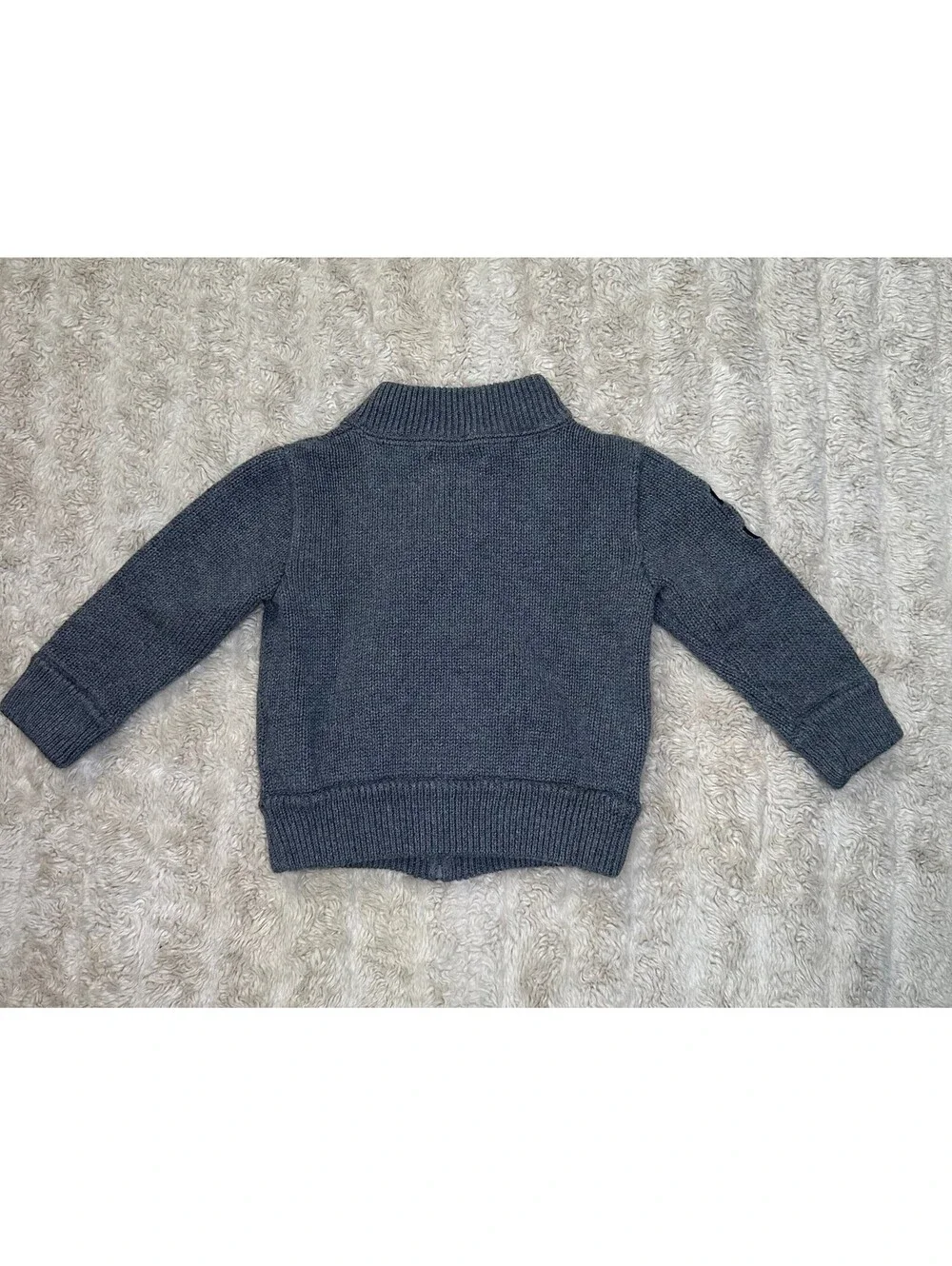 Ralph Lauren Big Pony grey full zip knit cardigan sweater 12M preppy old money